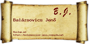 Balázsovics Jenő névjegykártya