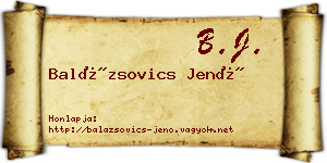 Balázsovics Jenő névjegykártya