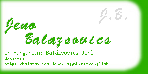 jeno balazsovics business card