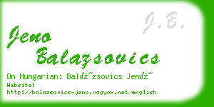 jeno balazsovics business card